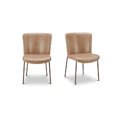 Early Dining Chair Tan Leather-Set Of Two
