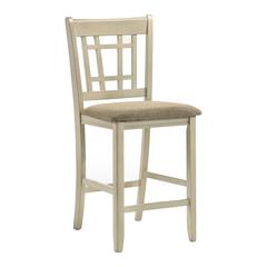 Bar stool, 24" Lattice Back in Rustic White & French Oak