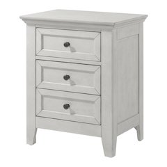 Rustic White Nightstand in Wood with 3 Drawers and Transitional Style