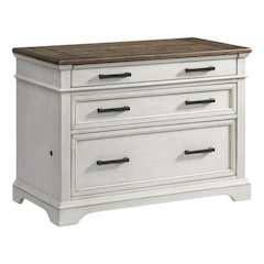 White Rustic French Oak Lateral File Cabinet Wood Home Office