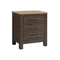 Nightstand, 3 Drawer in Driftwood and Sable