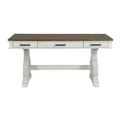 60" Writing Desk in Rustic White & French Oak