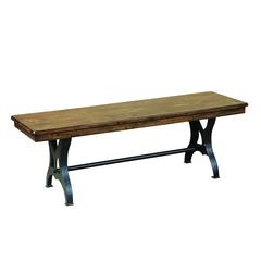 District Backless Dining Bench with Cast Iron Base