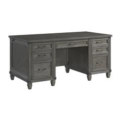 66" Executive Desk in Brushed Pewter