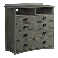 5 Drawer Media Chest in Brushed Pewter
