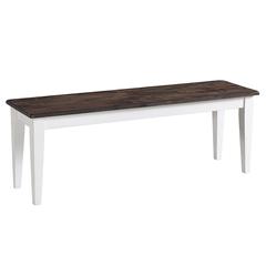 Bench, Backless w/Wood Seat in Gray & White