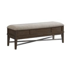 52" Storage Bench W/ Cushion in Weathered Vintage Oak