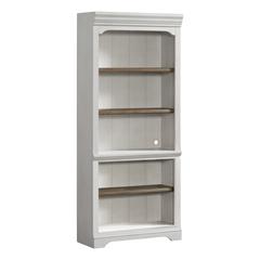 76" Bunching Bookcase in Rustic White & French Oak