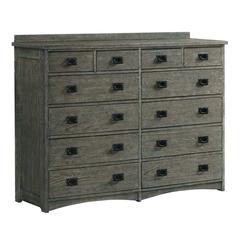 12 Drawer Dresser in Brushed Pewter