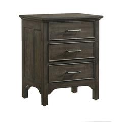 Nightstand, 3 Drawer in Brushed Charcoal