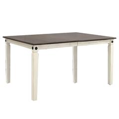 Glennwood Dining Table w/18" Storing Leaf, Rubbed White and Charcol finish