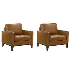 Caspar Leather Arm Chair in Caramel (Set of 2)