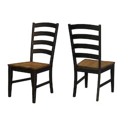 Two-Tone Dining Chairs Set of 2 with Distressed Finish and Solid Rubberwood