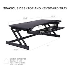 37.5" Height Adjustable Standing Desk Converter with Floor Stand BUNDLE