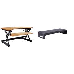 Rocelco 40" Large Height Adjustable Standing Desk Converter - Dual Monitor Stand BUNDLE
