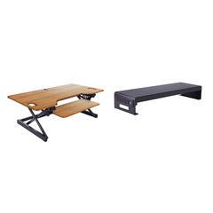 Rocelco 46" Large Height Adjustable Standing Desk Converter with Dual Monitor Stand BUNDLE