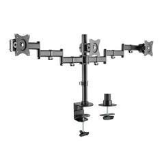 Rocelco Premium Triple Monitor Desk Mount - VESA pattern Fits 13" - 27" LED LCD Flat Computer Screen - Three Articulated Full Motion Adjustable Arms - Grommet and C Clamp - Black (R DM3)