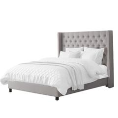 CorLiving Tufted Queen Bed with Slats Light Grey