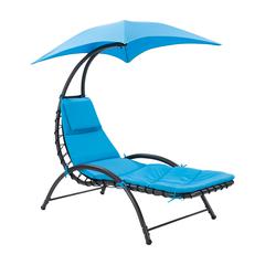 CorLiving Lounge Chair with Canopy Blue