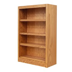 Wide Bookcase with 4 Shelves in Rustic Oak Finish for Organized Storage