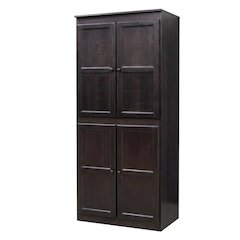 Espresso 5-Shelf Storage Cabinet, 30x72 Inch, Solid Wood, Self-Closing