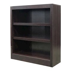 Espresso Finish Single Wide Bookcase with 3 Shelves and Sturdy Construction