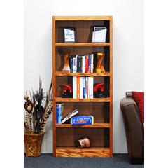 Concepts in Wood Single Wide Bookcase, 5 Shelves, Dry Oak Finish