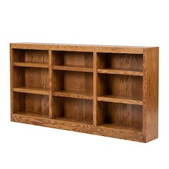Dry Oak Finish Wall Storage Bookcase with Adjustable Shelves and Sturdy Support