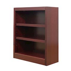 Cherry Finish Single Bookcase, Adjustable and Fixed Shelves, Living Room Storage