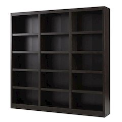 Espresso Wall Storage Unit with Adjustable Shelves and High Weight Capacity