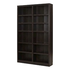 Espresso Double Wide Bookcase with 12 Shelves and Adjustable Storage