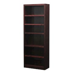 Cherry Finish Single Wide Bookcase with 6 Adjustable Shelves
