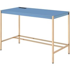 Midriaks Writing Desk w/USB Port Navy Blue & Gold