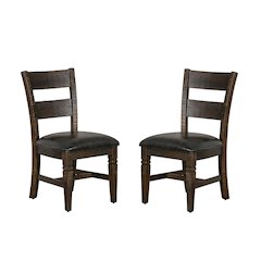 Dark Brown Ladderback Wood Dining Chairs Set of 2 with Transitional Style