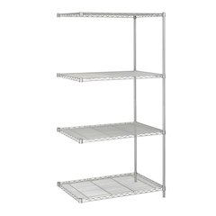 5289GR Add-On Wire Shelving - 36.0" x 24.0" x 72.0" - 4 x Shelf(ves) - Dust Proof, Adjustable Leveler, Adjustable Feet - Metallic Gray