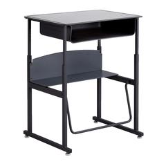 AlphaBetter® Adjustable-Height Stand-Up Desk, 28 x 20" Premium or Dry Erase Top, Book Box and Swinging Footrest Bar - Gray