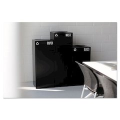 Public Square Recycling Receptacles, Paper Recycling, 42 gal, Steel, Black