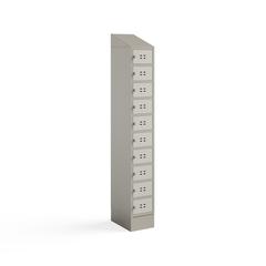 Single Sloped Metal Locker Hood Addition 12"W x 18"D x 6"H - Tan
