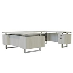 Mirella™ U-Shaped Configuration Desk, BBB/BF White Ash