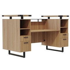 Mirella™ Reception Desk with Glass Countertop Sand Dune