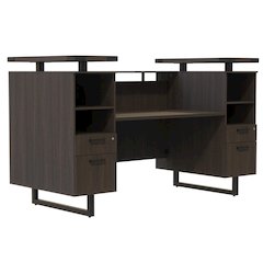 Mirella™ Reception Desk with Glass Countertop Southern Tobacco