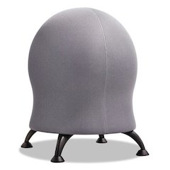 Zenergy Ball Chair, Backless, Supports Up to 250 lb, Gray Fabric Seat, Black Base