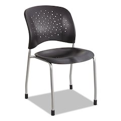 Rêve Series Guest Chair W/ Straight Legs, Black Plastic, Silver Steel, 2/Carton