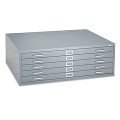 Five-Drawer Steel Flat File, 46½”w x 35½”d x 16½”h, Gray