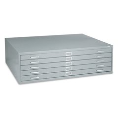 Five-Drawer Steel Flat File, 53-1/2w x 41-1/2d x 16-1/2h, Gray