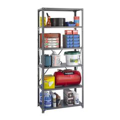 Safco Industrial Shelf - 36" x 18" x 85" - 6 x Shelf(ves) - 6000 lb Load Capacity - Durable - Dark Gray - Powder Coated - Steel - Assembly Required