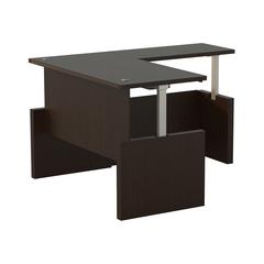 Aberdeen® Height-Adjustable Desk, Straight Front with Return, 72" W - Mocha