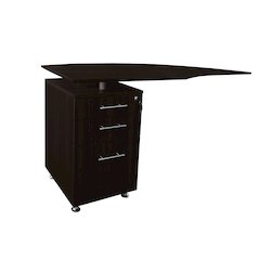 Curved Desk Return With Pencil-Box-File Pedestal (Left), Mocha