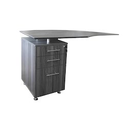 Curved Desk Return With Pencil-Box-File Pedestal (Left), Gray Steel
