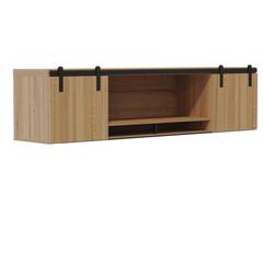 Mirella™ 72” Wall-Mounted Hutch with Sliding Wood Doors - SandDune